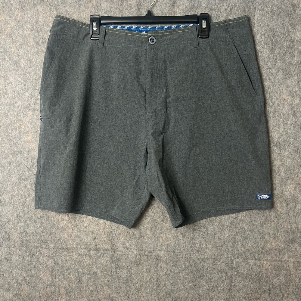 Aftco Men Size 38 Gray‎ Men's Fishing Flat Front Shorts
